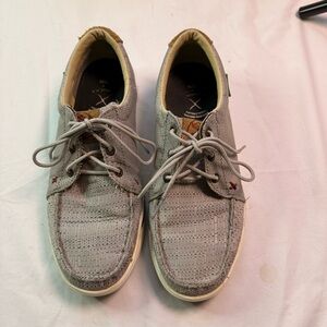 Twisted X Light Gray Boat Shoes for Men